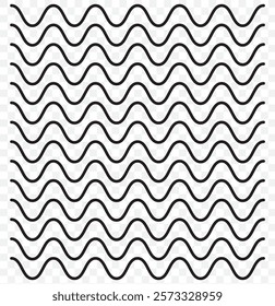 Wave zigzag line simple thin to thick element decor design vector or single ripple curve zig zag wiggly separator pictogram graphic for seal water or ocean symbol, wavy pattern clipart stroke black