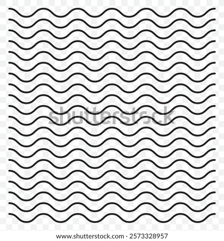 Wave zigzag line simple thin to thick element decor design vector or single ripple curve zig zag wiggly separator pictogram graphic for seal water or ocean symbol, wavy pattern clipart stroke black