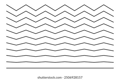 Wave zig-zag pattern vector set. Editable Zig zag line.