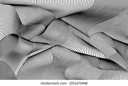 waved abstract background, curved print fabric