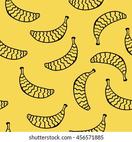 Waved bananas. Seamless vector illustration