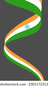 Waved flag of India. Independence day celebration card concept