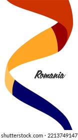 Waved flag of Romania. Independence day celebration card concept