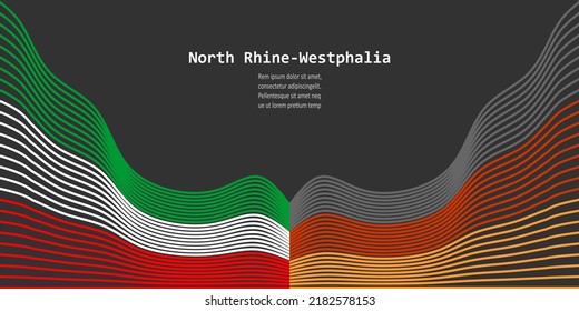 Waved flags of Germany and North Rhine-Westphalia. Travel, politic and business concept