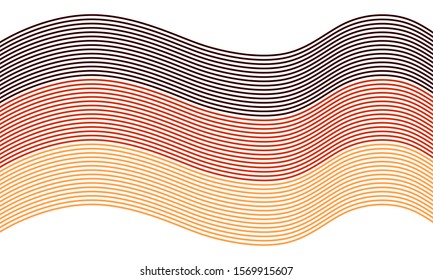 Waved Germany national thin line style waved flag. Celebration card template for independence day.