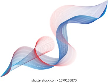 Waved line composition red blue gradient background, multicolored abstract tracery backdrop