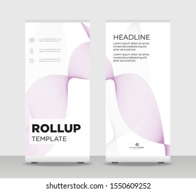 Waved lines Abstract Shapes Modern Exhibition Advertising Trend Business Roll Up Banner Stand Poster Brochure flat design template creative concept. Waved lines Roll Up EPS. Presentation Cover