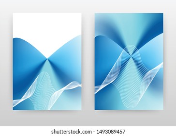 Waved lines blue design of annual report, brochure, flyer, poster. Waved lines concept on blue background vector illustration for flyer, leaflet, poster. Business abstract A4 brochure template.