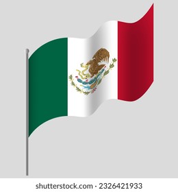 Wachte die Flagge Mexikos. Die mexikanische Flagge auf der Fahnenspitze. Vektorsymbol Mexikos