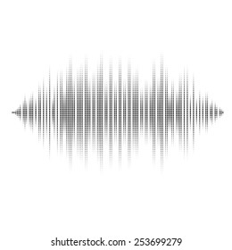 Waveform background isolated. Black and white halftone vector sound waves. You can use in club, radio, pub, party, DJ, concerts, recitals or the audio technology advertising background.