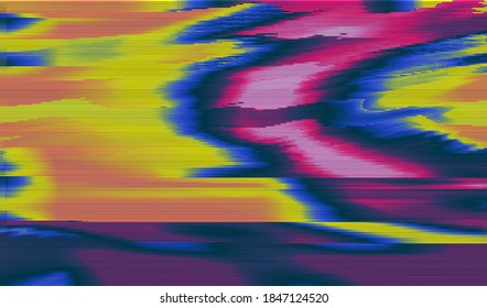 Waveform distortion of digital video signal. Abstract background damaged glitch texture. Vector illustration.