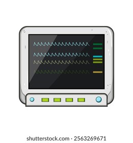 waveform ekg monitor cartoon. diagnosis healthcare, telemetry portable, device leads waveform ekg monitor sign. isolated symbol vector illustration