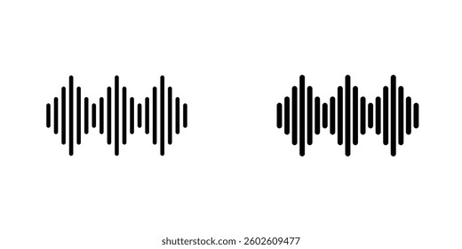 Waveform flat Icons in line outline and flat solid style on white background