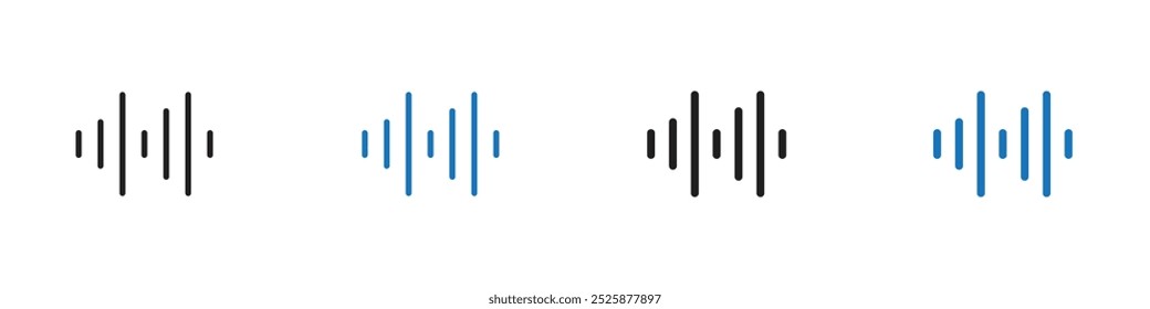 Waveform icon linear graphics set vector in black