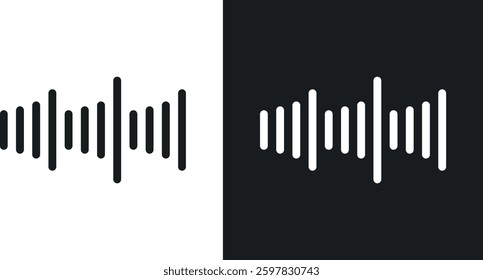 Waveform icon symbol collection on white background.