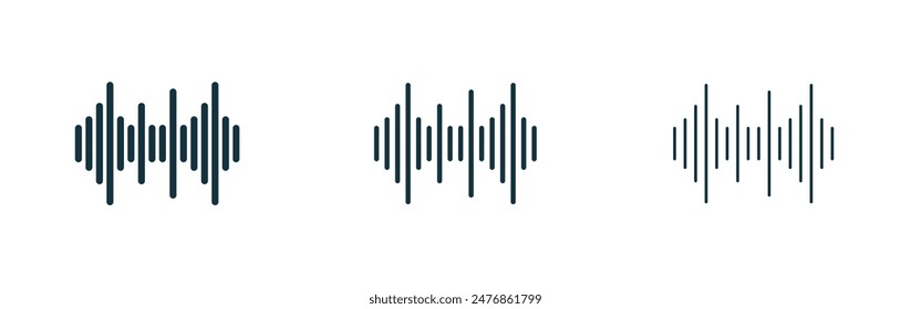 Waveform line vector icon set.
