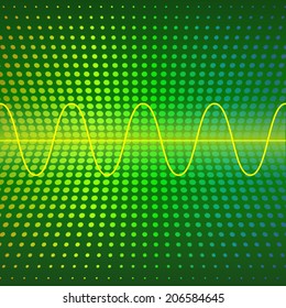 Waveform on Green Abstract  Background. Vector illustration.
