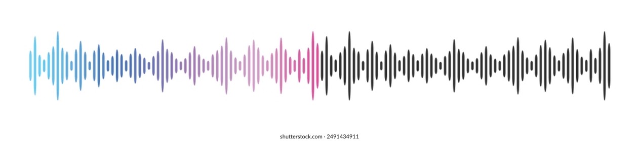 Waveform podcast colorful progress bar vector design horizontal fit for podcast elements, trendy music player audio sound wave