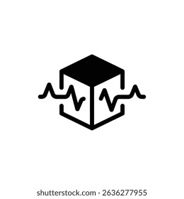 Waveform Running Through Cube Symbolizing Digital Data Flow