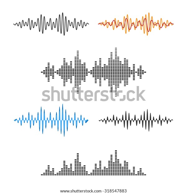 波形シェイプ 音波 オーディオ波グラフセット ベクター画像 のベクター画像素材 ロイヤリティフリー