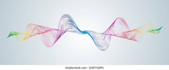 Waveform smooth curved lines Abstract design element Technological background with a line in waveform Stylization of a digital equalizer Smooth flowing wave lines of a rainbow soundwave Vector graphic Waveform smooth curved lines Abstract design element Technological background with a line in waveform Stylization of a digital equalizer Smooth flowing wave lines of a rainbow soundwave Vector graphic