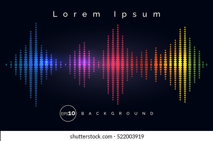 Waveform stereo equalizer poster. Music track wave background. Vector illustration