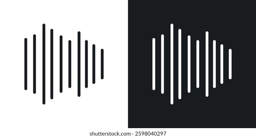 Waveform vector icon set in black and white color.