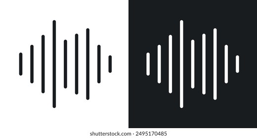 Waveform vector icon set in solid style.