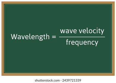 Wavelength Formula on a green chalkboard. Education. Science. Formula. Vector illustration.