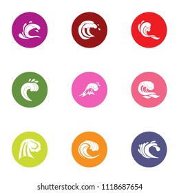 Wavelength icons set. Flat set of 9 wavelength vector icons for web isolated on white background