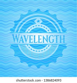 Wavelength sky blue water style emblem. Vector Illustration. Detailed.