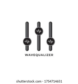 Design-Vorlage für das Wavequalizer-Logo einzeln auf weißem Hintergrund. Audio Wave Signal Icon und Equalizer Logo Konzept. Beschreiben Sie das Signal oder den Energiekontroller