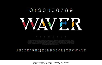Waver creative modern geometric urban alphabet font. Digital abstract futuristic, game, techno, robot, music, logo, sport, minimal technology typography. Simple numeric vector illustration