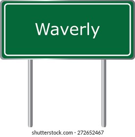 Waverly, Alabama, road sign green vector illustration, road table, USA city