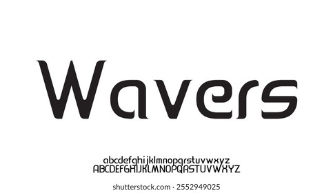 Wavers, Moderne abstrakte digitale Schriftart. Logo kreative Schriftart, Typ, Technologie, Film, digital, Musik, Film. Schriftart und Illustration im Vektorformat.
