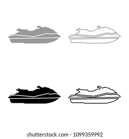 Waverunner icon set grey black color outline