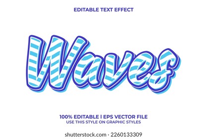Waves 3d text effect and editable text, template 3d style use for business tittle