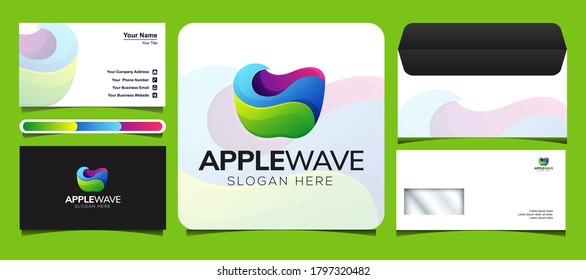 waves apple logo template with colorful style