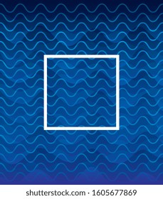 waves background blue color with square frame vector illustration design