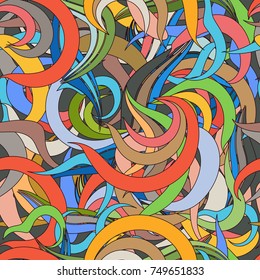 Waves background seamlessly tiling. Seamless wave hand-drawn pattern, For design. vector illustration