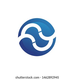Waves beach blue logo and symbols template icons app
