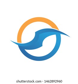 Waves beach blue logo and symbols template icons app
