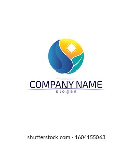 Waves beach blue water logo and symbols template icons app