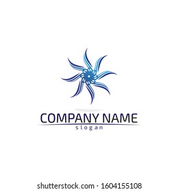 Waves beach blue water logo and symbols template icons app
