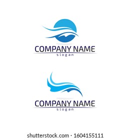 Waves beach blue water logo and symbols template icons app