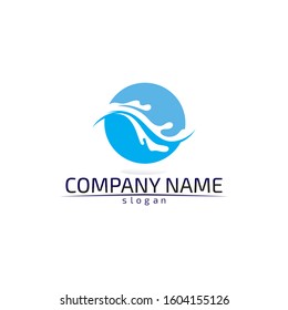 Waves beach blue water logo and symbols template icons app