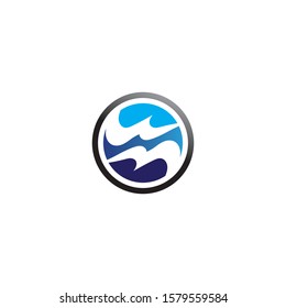 Waves beach logo and blue symbols template icons app

