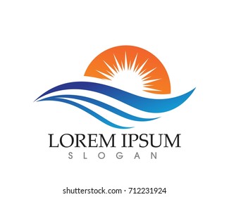 Waves beach logo and symbols