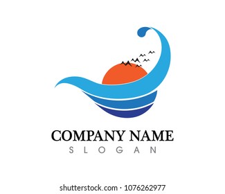 Waves beach logo and symbols template icons appWater nature logo and symbols template icons app