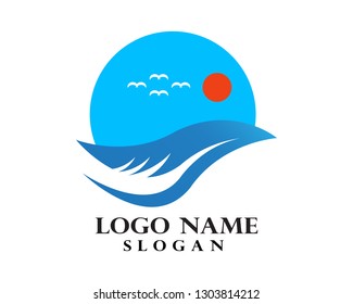 Waves beach logo and symbols template icons app